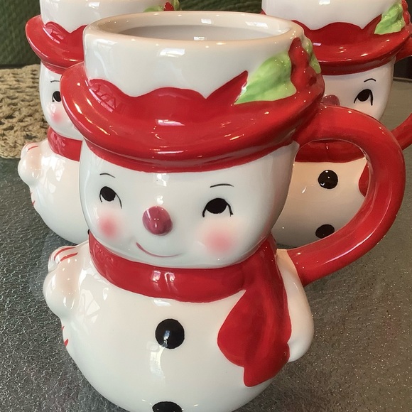 Pottery Barn Snowman Winter Figural Christmas Mugs, Lot of 3 - Picture 2 of 5